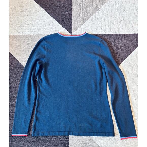 J. McLaughlin Navy Crewneck Sweater with Blue and Red Trim Size Small - Picture 7 of 7